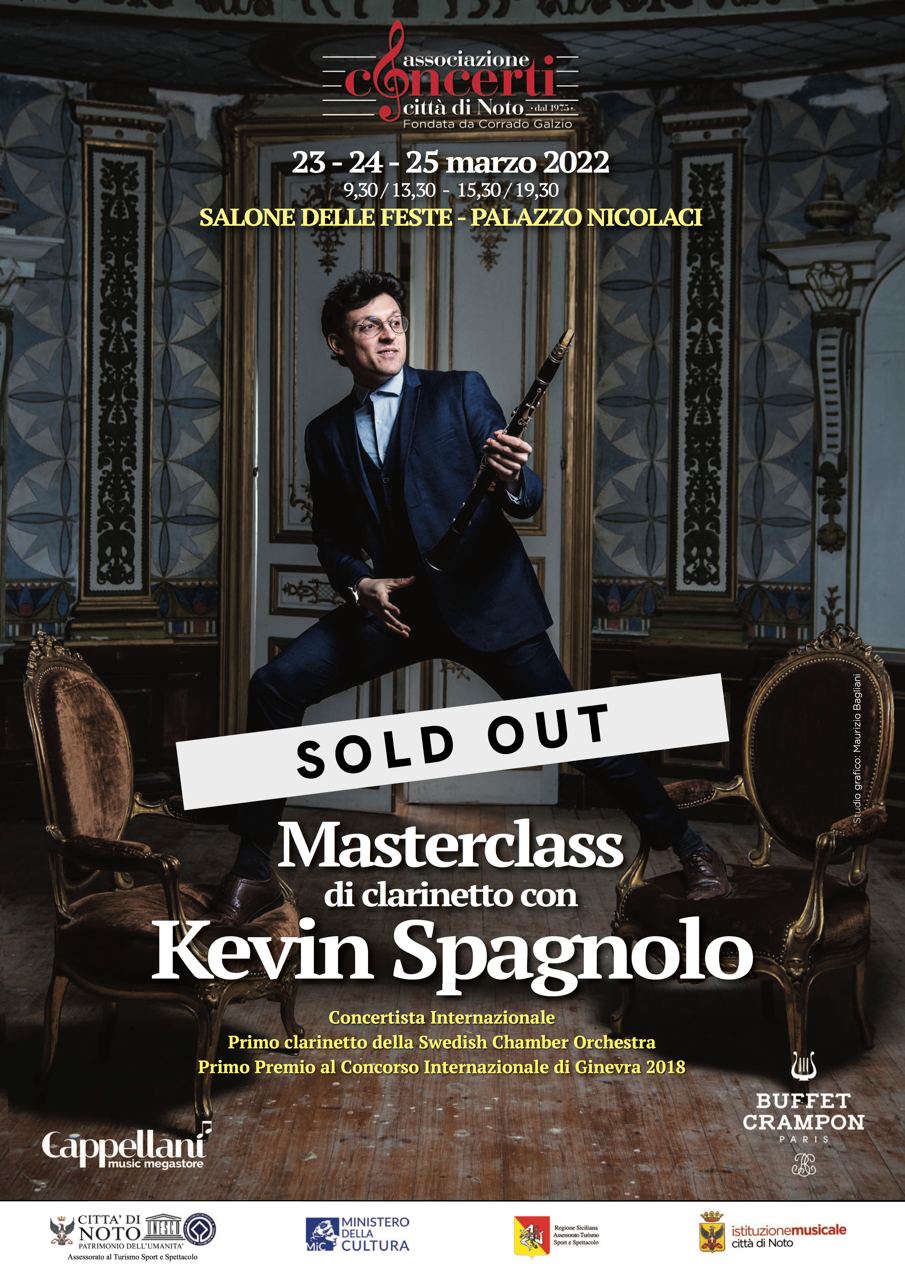 SOLD OUT – Masterclass di clarinetto con Kevin Spagnolo